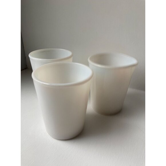 3 Vintage Hazel Atlas 3.5" Translucent White Milk Glass Juice Tumblers - Picture 7 of 10